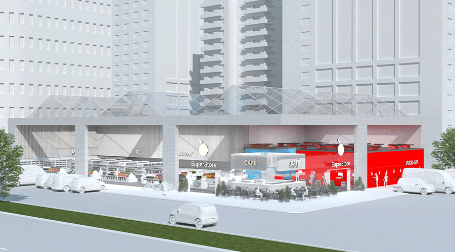 A rendering of an AutoStore MFC within a store
