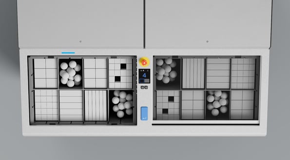 Looking down in Bins at a FusionPort workstation