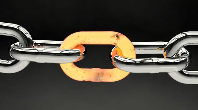 A chain with an orange middle link