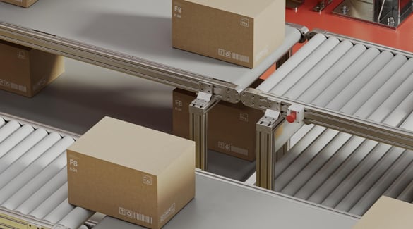 Boxes on conveyor in a warehouse operations