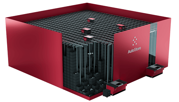 A cut away graphic showing the AutoStore Grid with modules