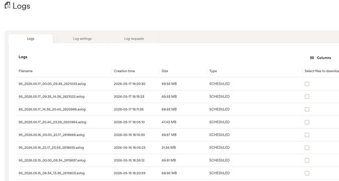 Log listing in CubeAnalytics from AutoStore