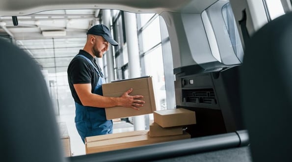 Delivery driver with package