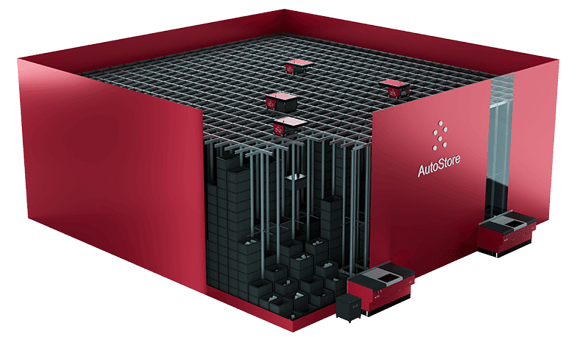 A cut away graphic showing the AutoStore Grid with modules